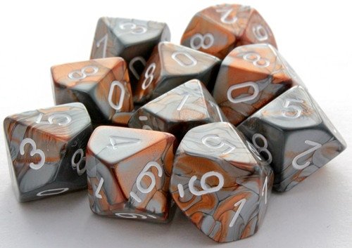 Gemini Dice D10 Copper Steel