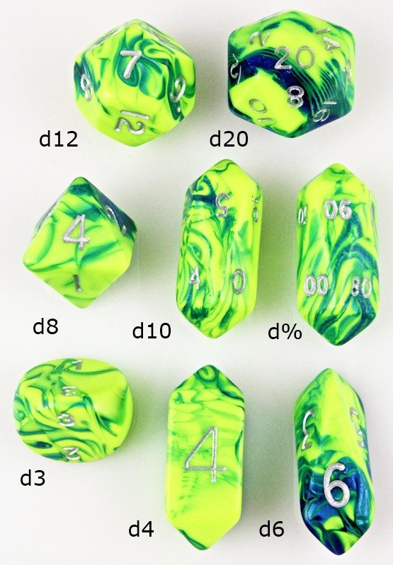 Crystal Dice Toxic Green