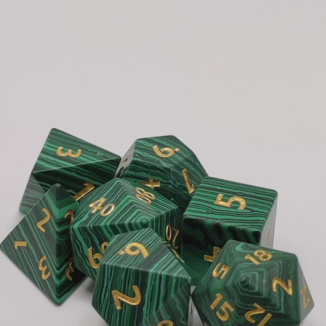 Malachite Gemstone Dice Video