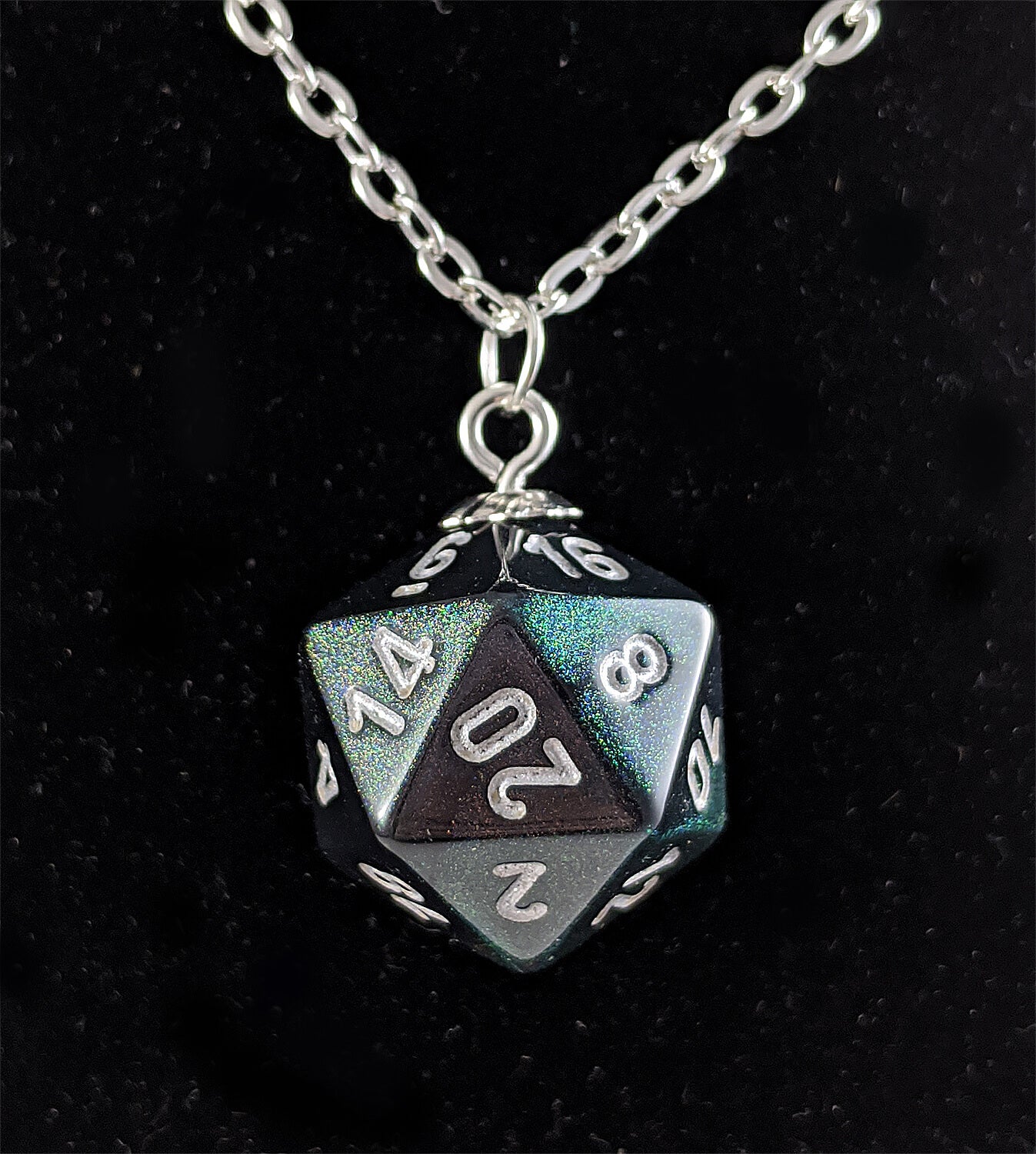 Borealis Smoke Black d20 Necklace