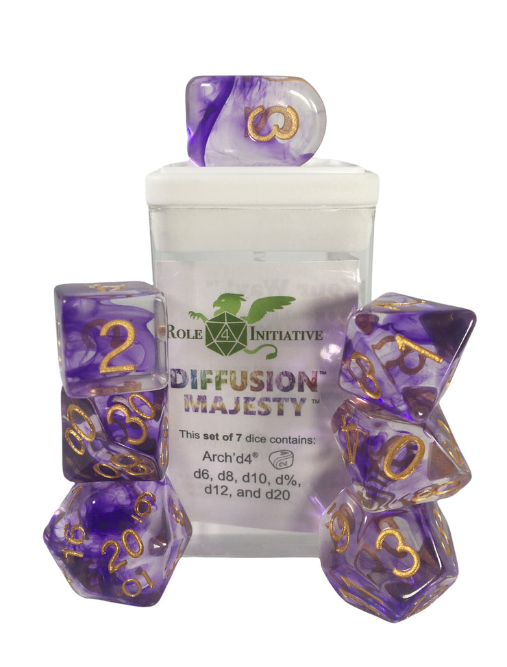 Diffusion purple dice for ttrpg games