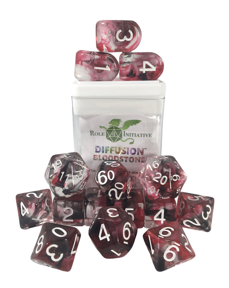 15 piece Bloodstone diffusion dice set