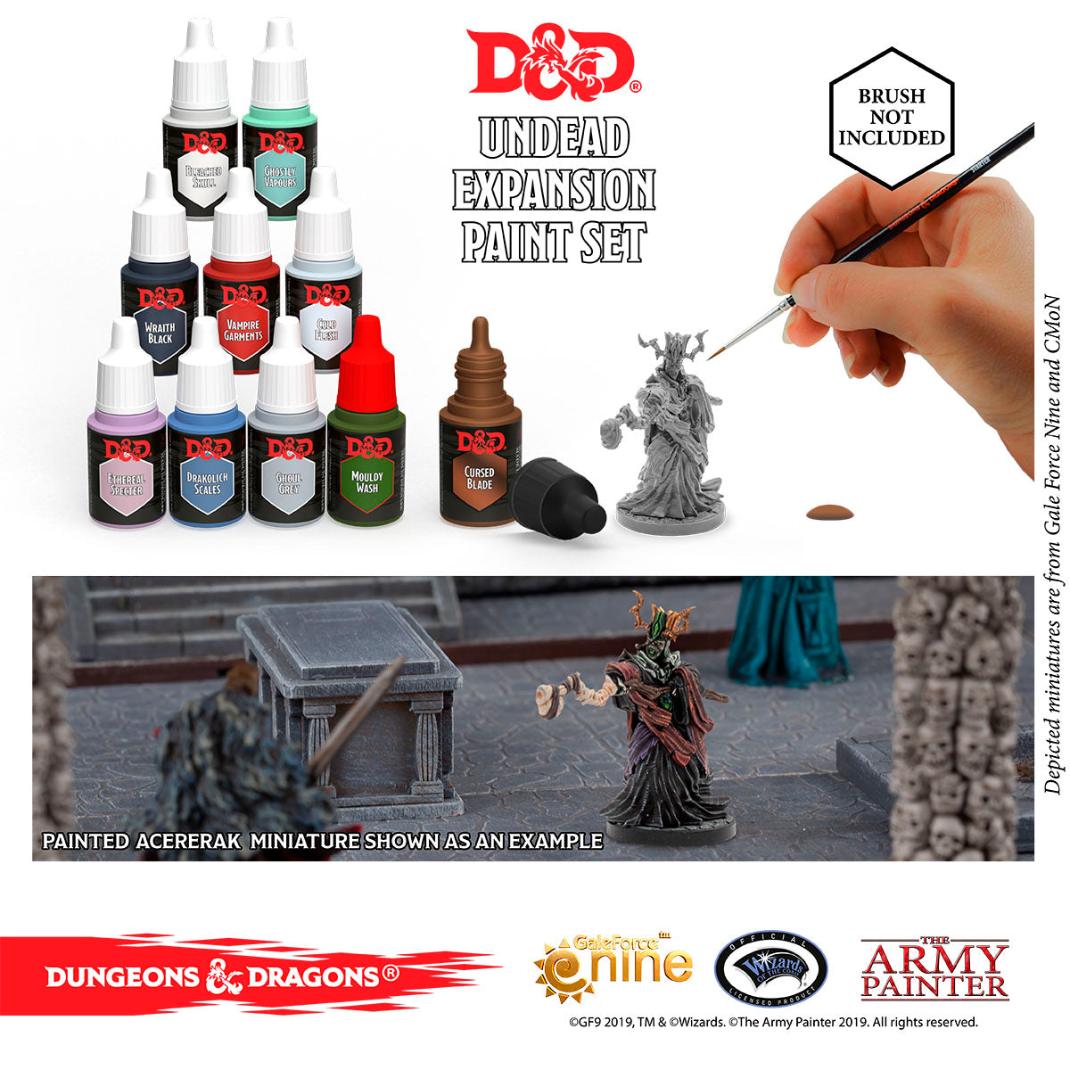 D&D Undead Paint Set (10 Colors And Exclusive Acererak Lich Miniature)