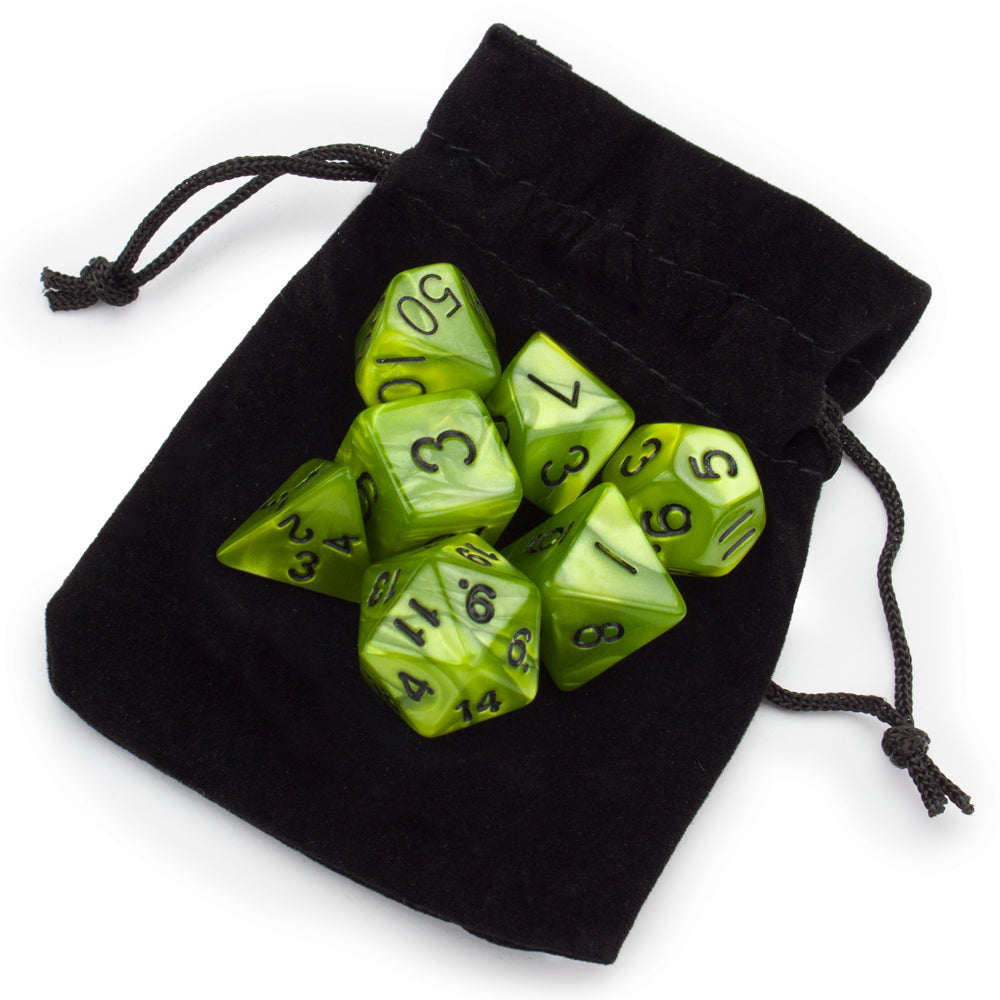 Green dice and bag