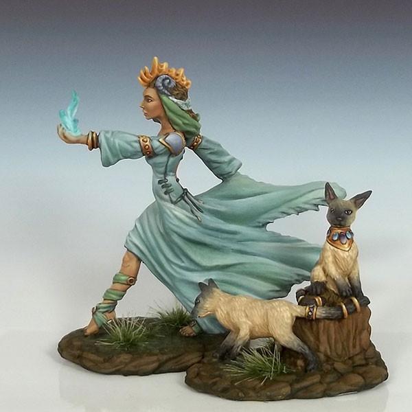 Dark Sword Miniatures DSM7604 Female Mage With Cats