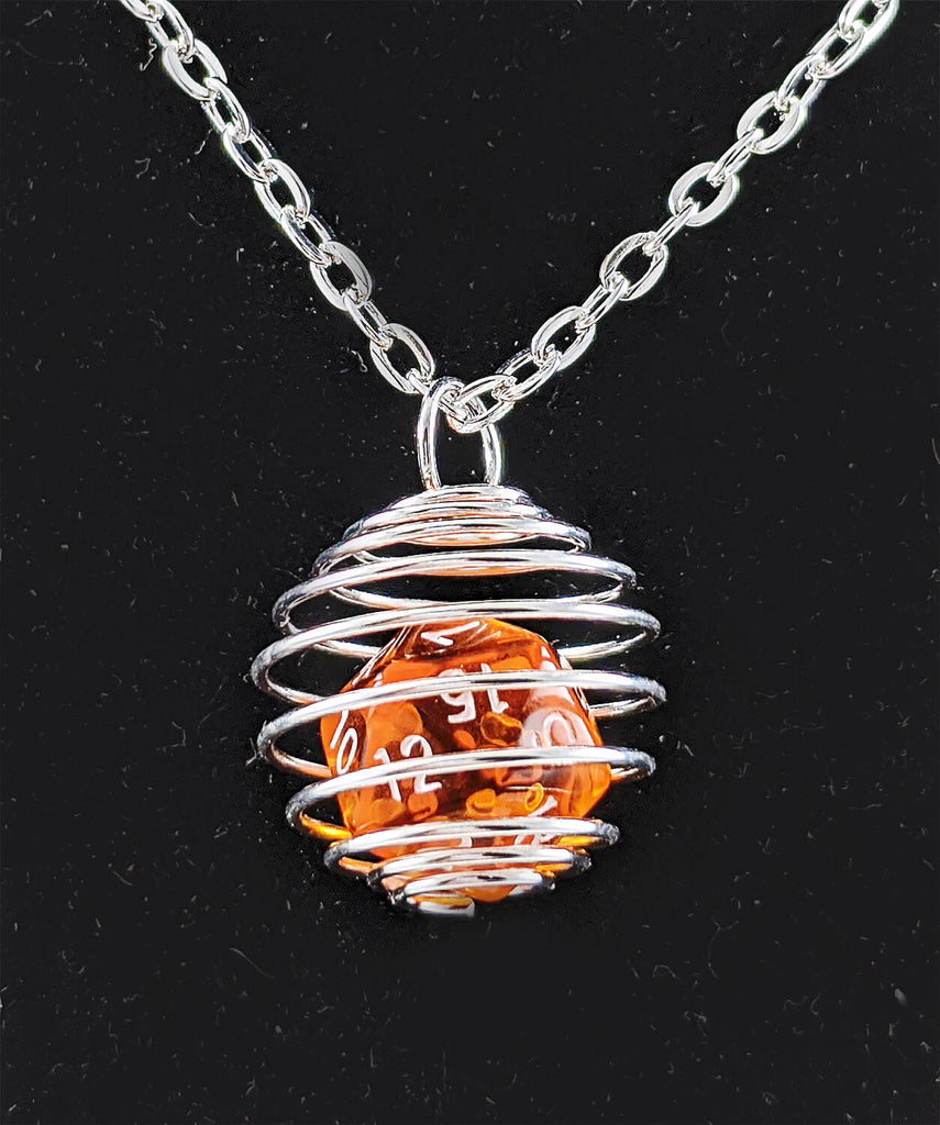 Orange d20 Necklace