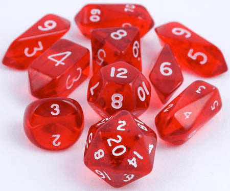 Translucent Hybrid Dice Red