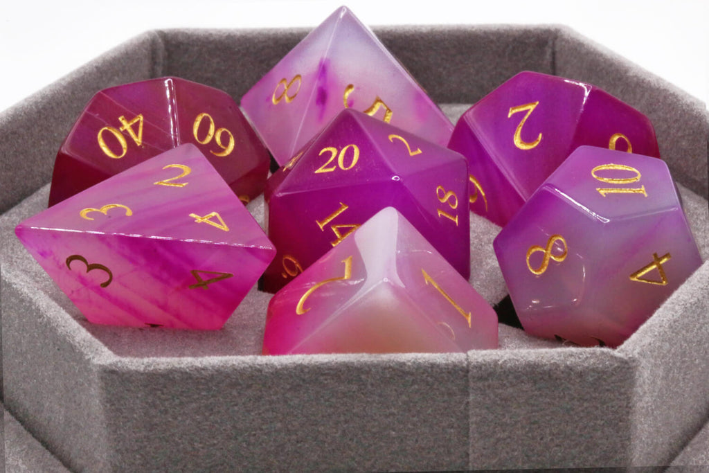 Pink Agate DnD Dice