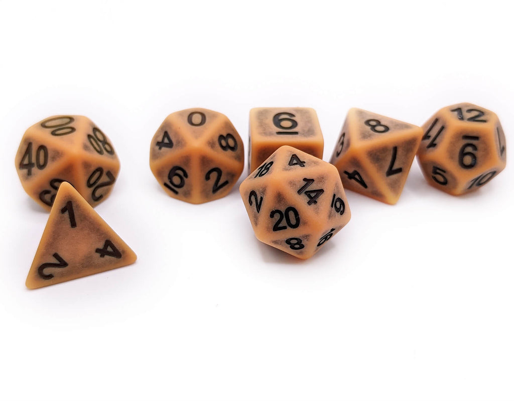 ancient d20 game dice in harvest color