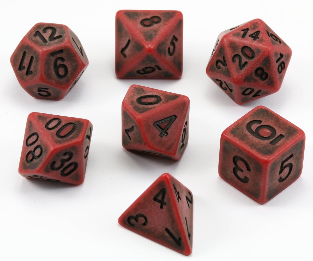 Ancient Dice (Red) RPG Role Playing Game Dice Set