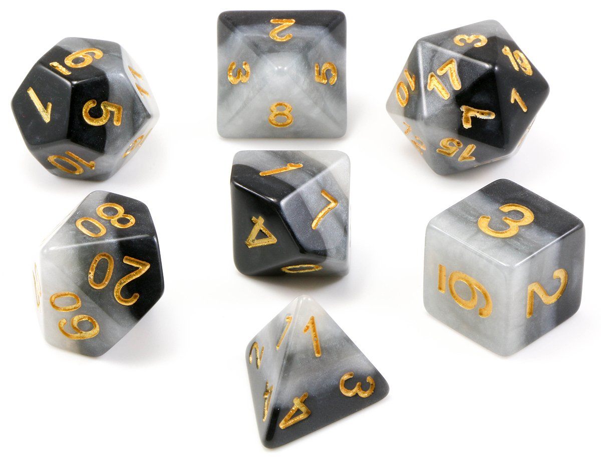 Arcane Dice (Black) | 7pc RPG Role Playing Game Dice Set – Dark Elf Dice