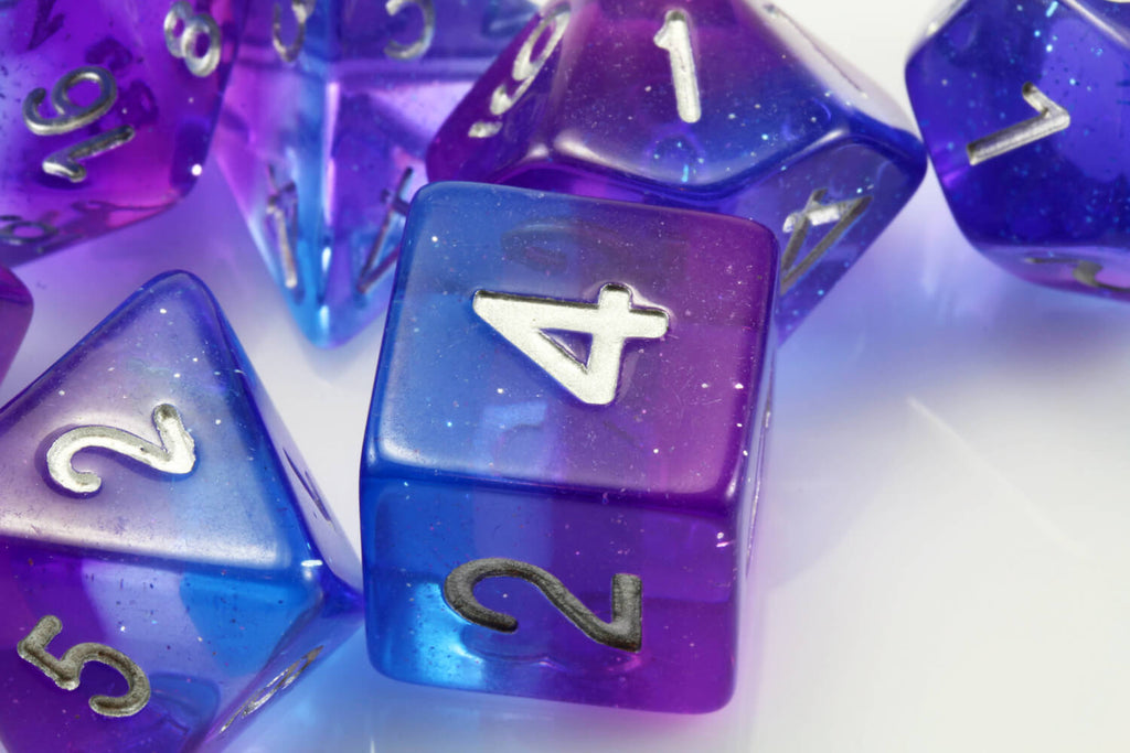 blue purple d6 dice