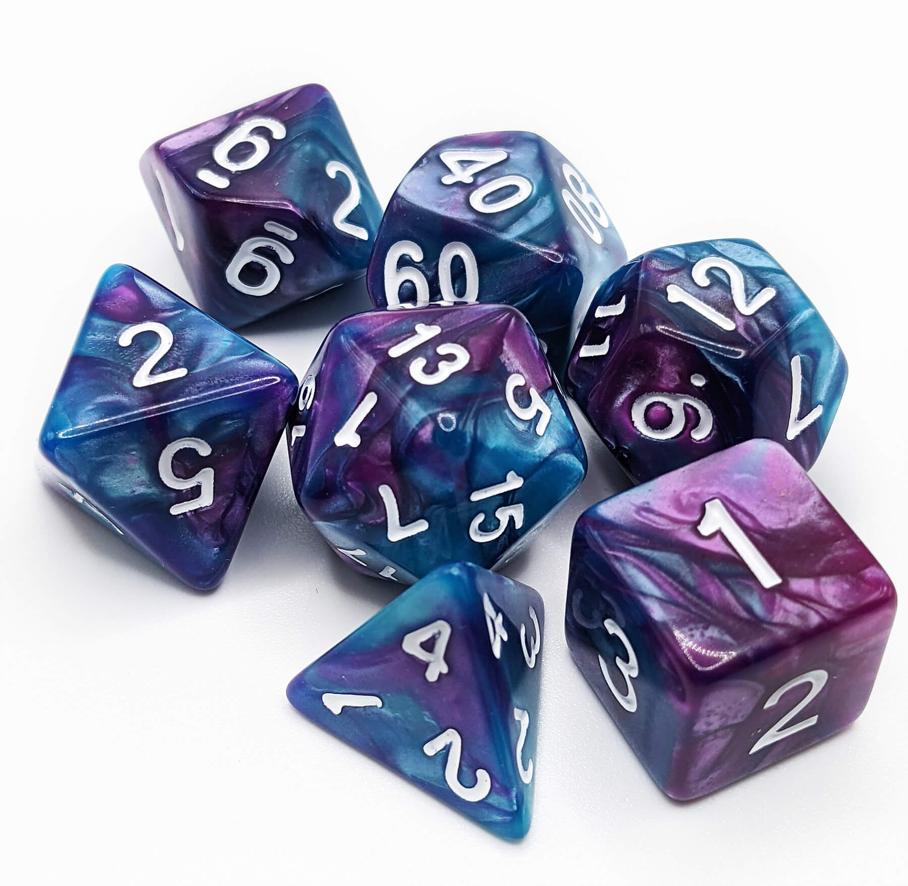 Crystal Caste Twins Dice Blue Purple 3