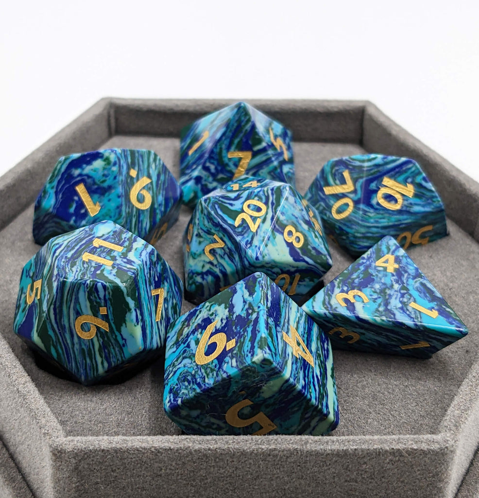Blue sea stone dice for dnd games