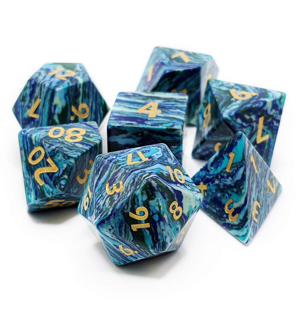 beautiful blue sea stone dice