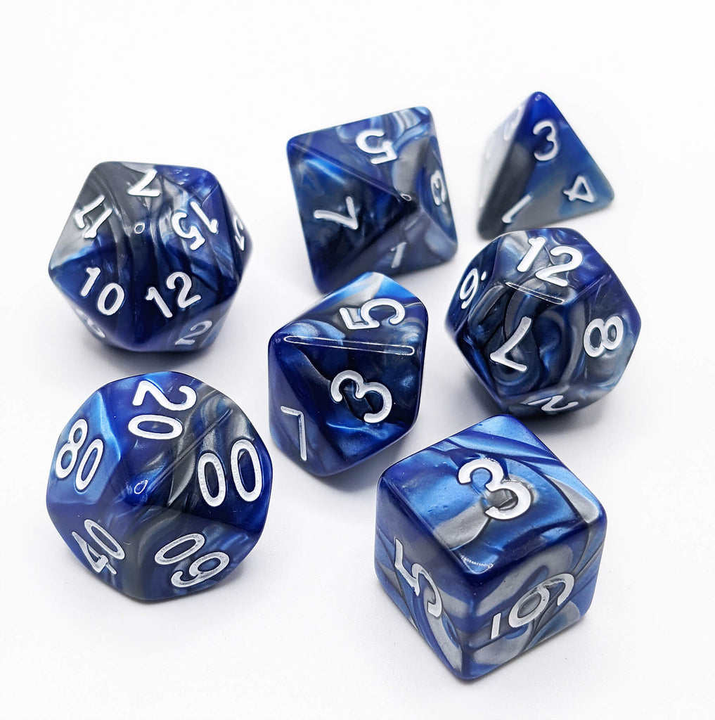 Crystal Caste Twins Dice Blue and Silver 2