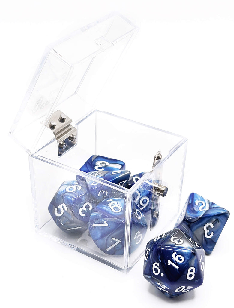 Crystal Caste Twins Dice Blue and Silver