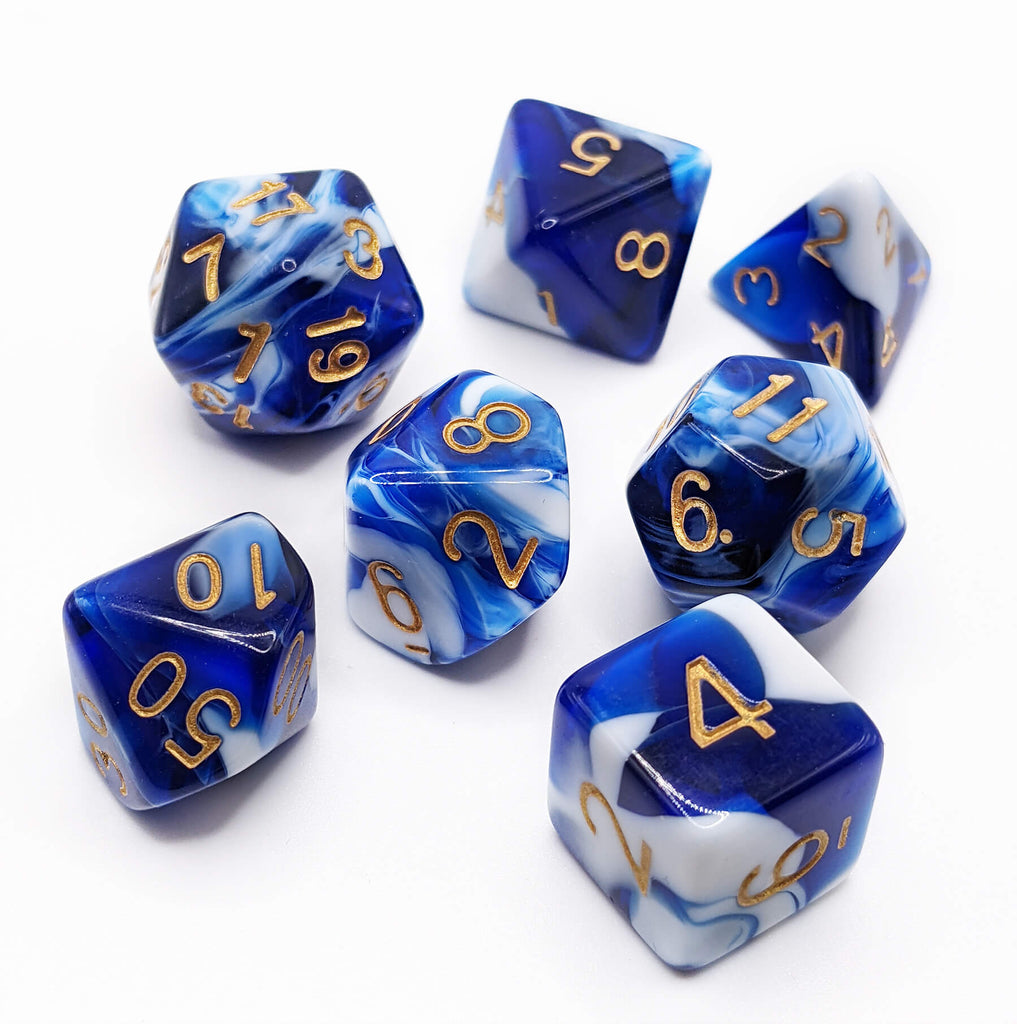 Crystal Caste Twins Dice Blue and White Mix 2