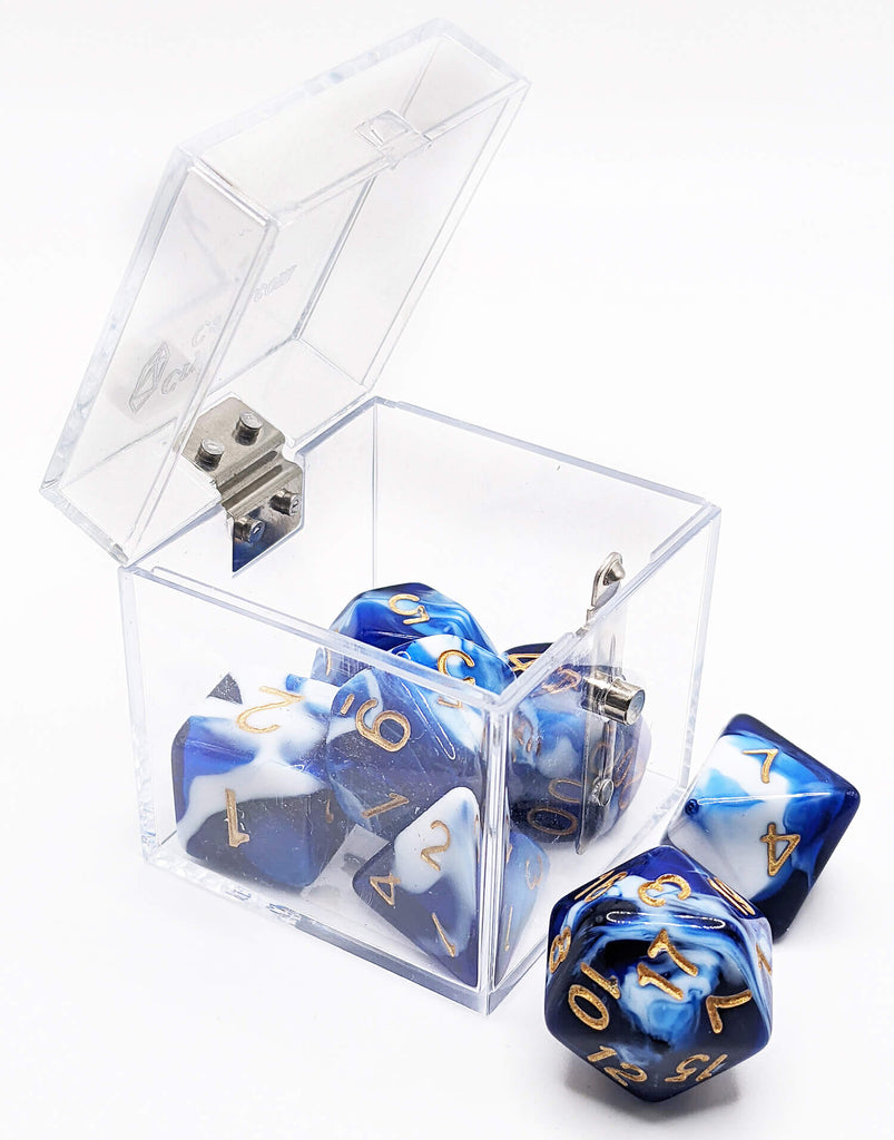 Crystal Caste Twins Dice Blue and White Mix