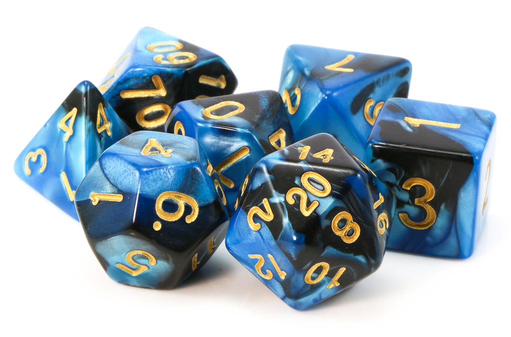 RPG dice blue and black