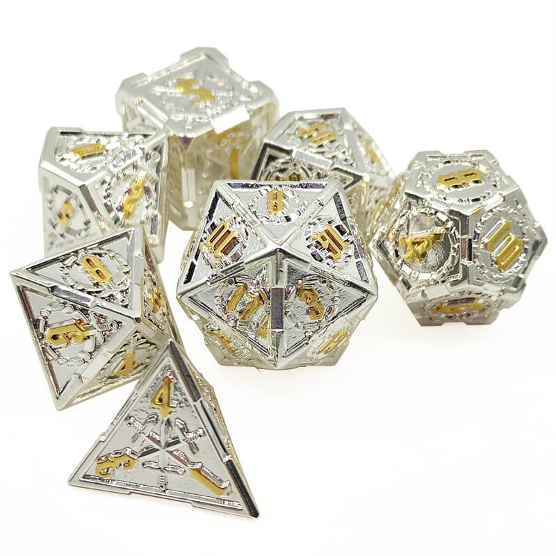 Bright silver and gold dice 2