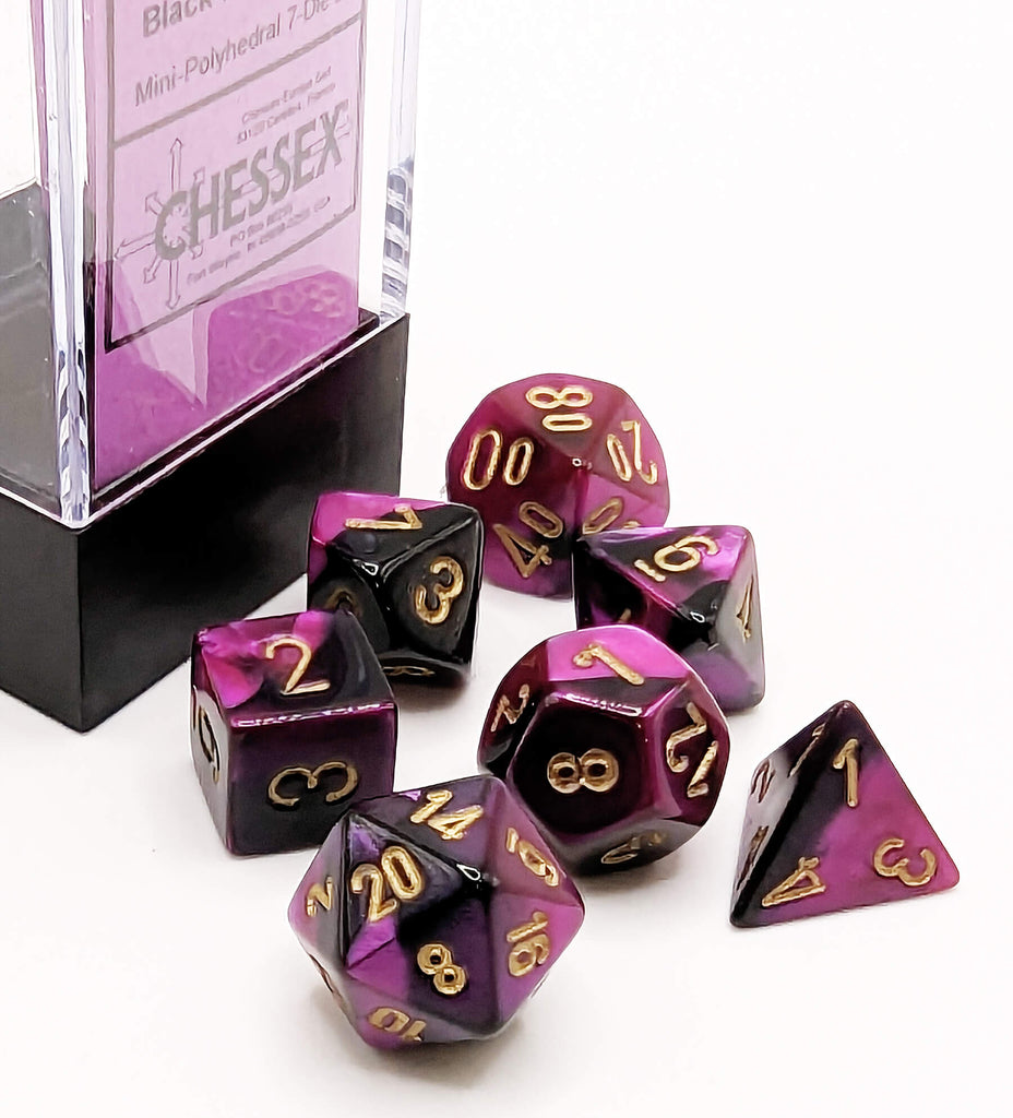 Chessex mini dice gemini black and purple CHX20640