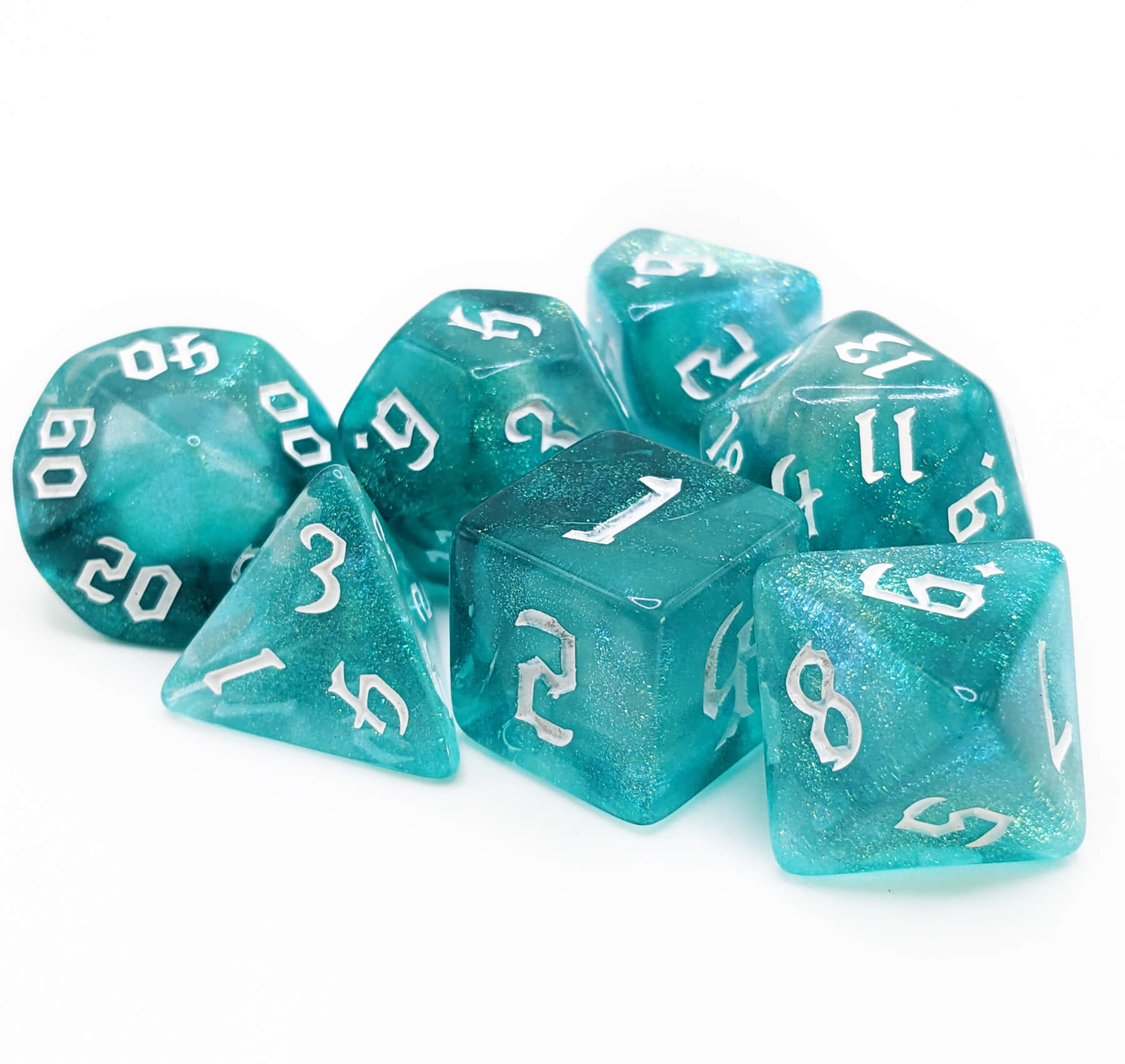 beautiful teal dnd dice