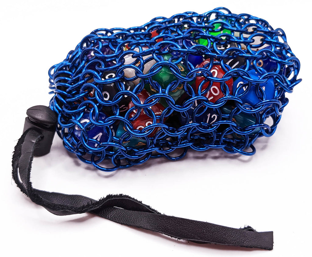 Blue Chainmail Dice Bag