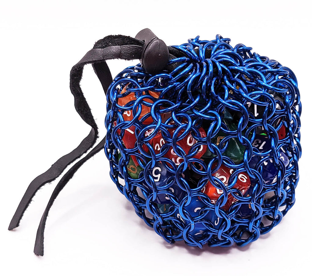 Blue DnD Chainmail Dice Bag