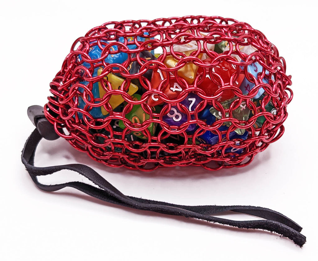 Red Chainmail Dice Bag