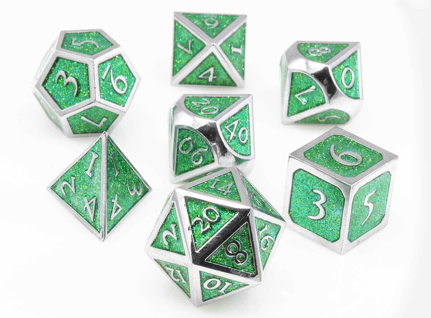 Metal Dice Enamel Sparkle Green