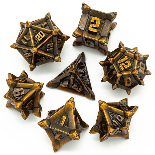 Ancient gold DnD dice
