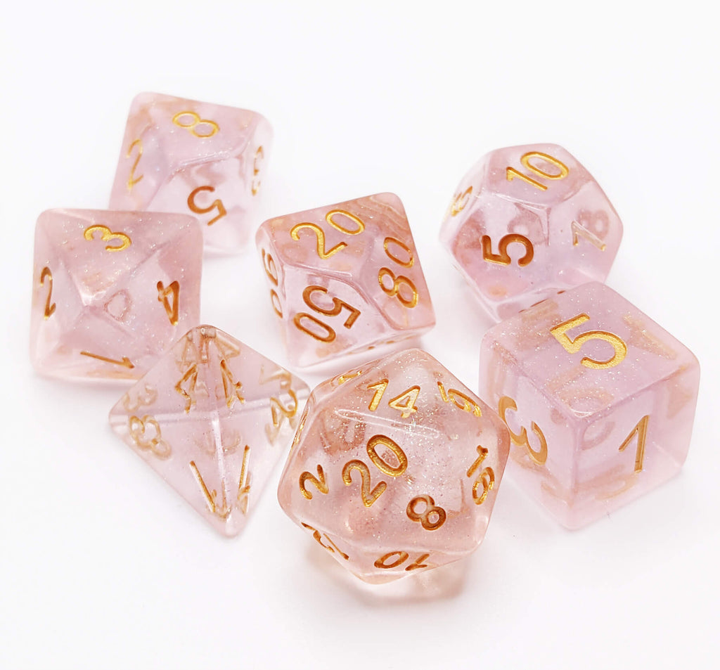 Pink dice for dungeons and dragons games