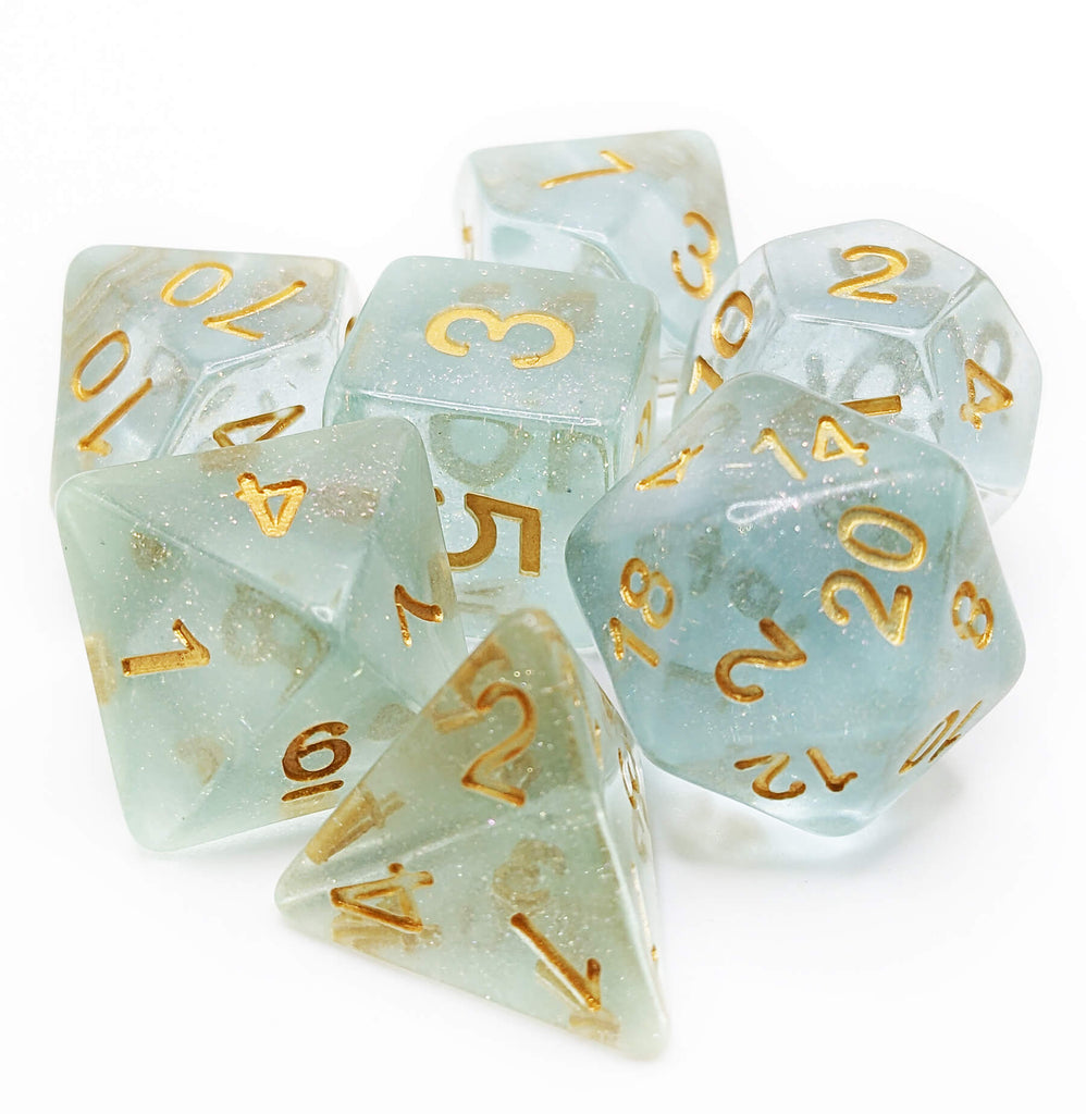 Diaphanous Teal Dice for dnd games