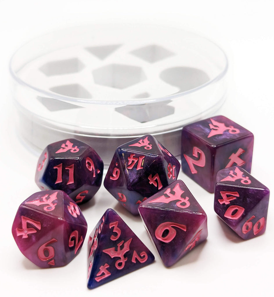 Dragon Icon dice pink and purple faerie