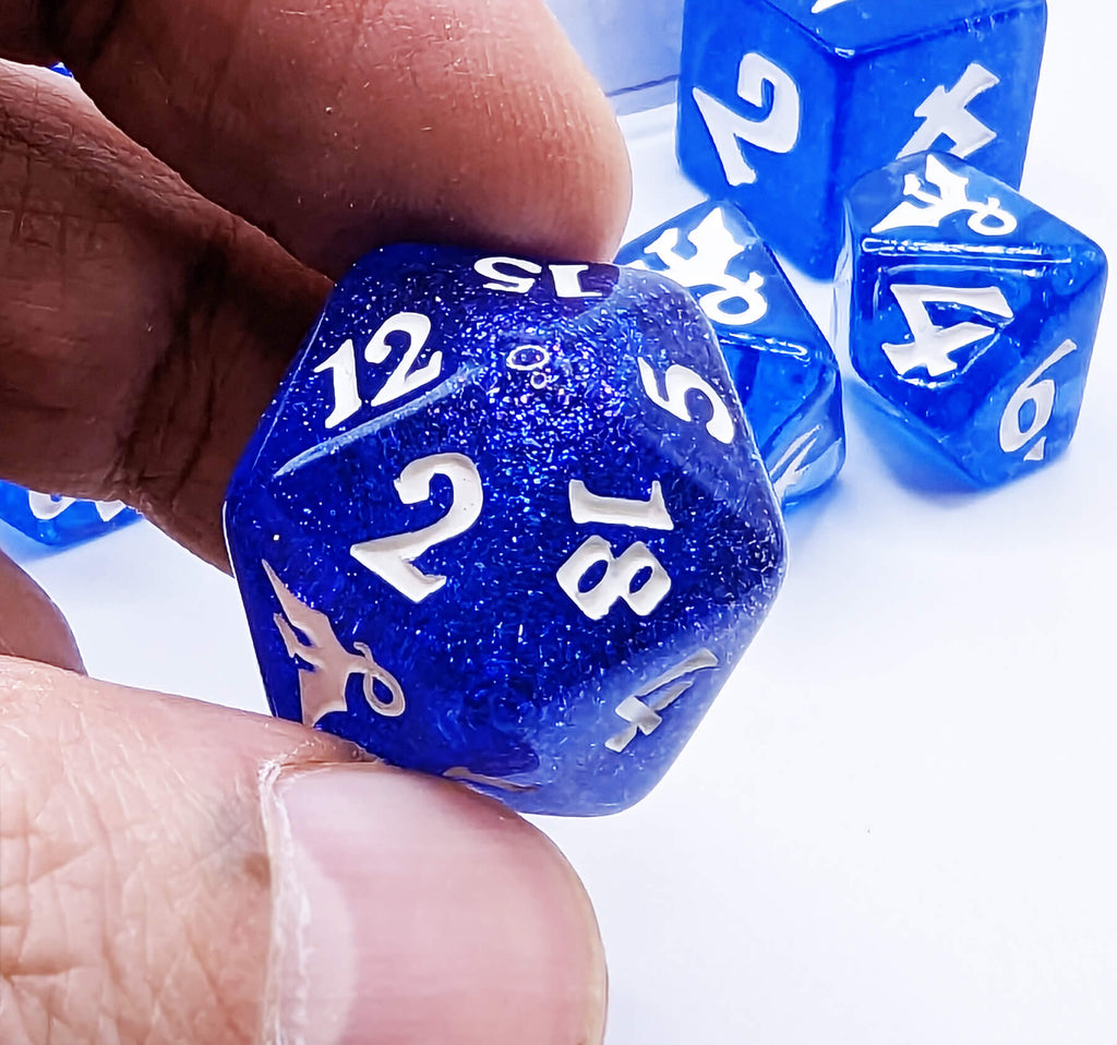 sparkly dice for dnd like games blue indigore