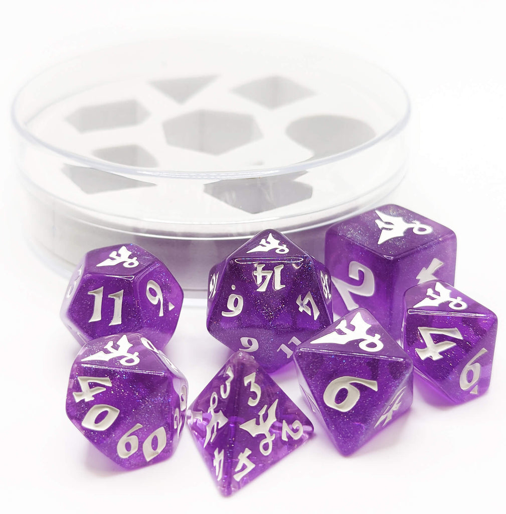 purple violet glitter dragon icon dice for rpg games