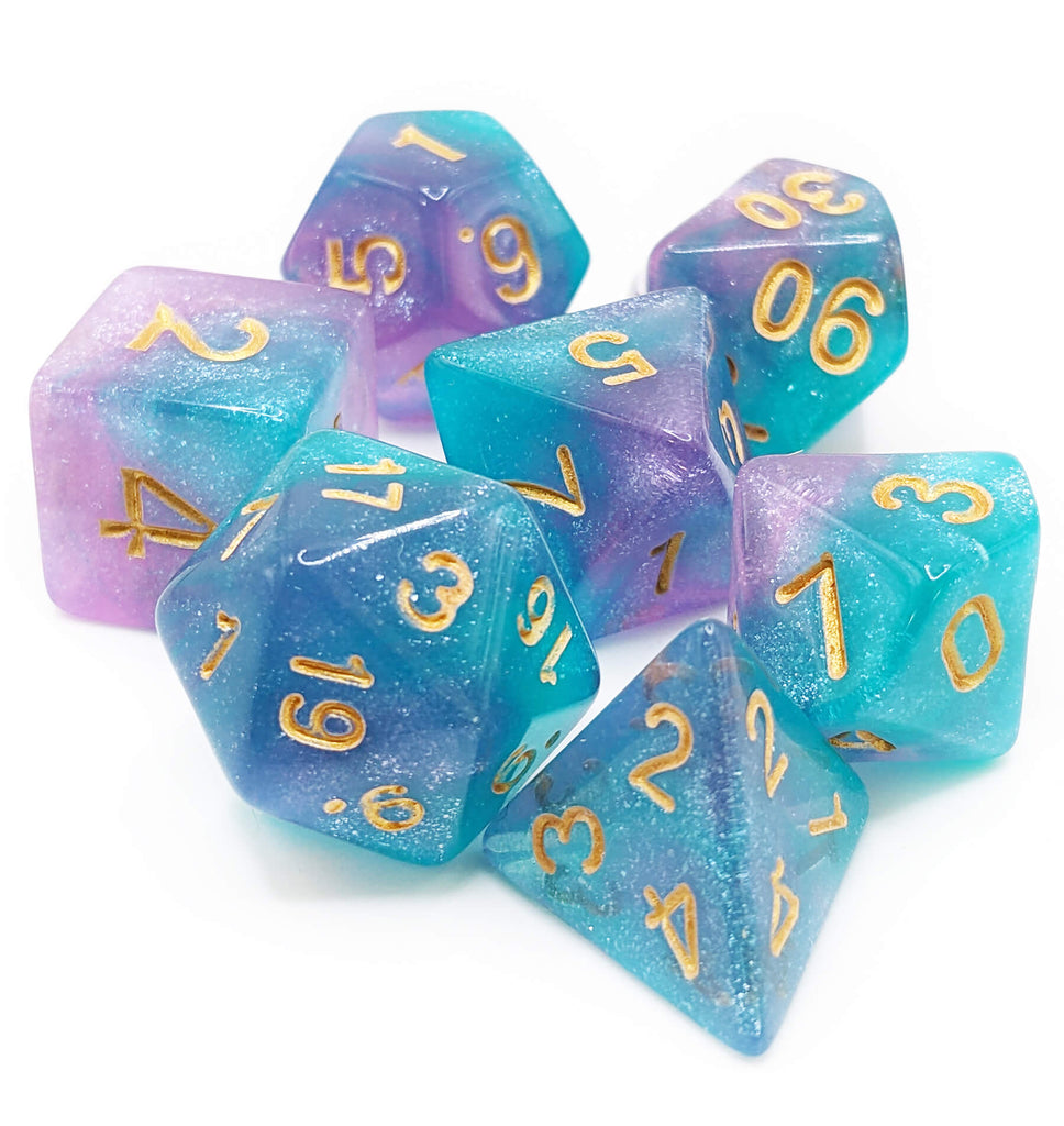 awesome purple and teal dragon egg dice