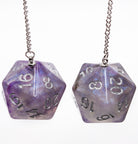 Purple d20 earrings