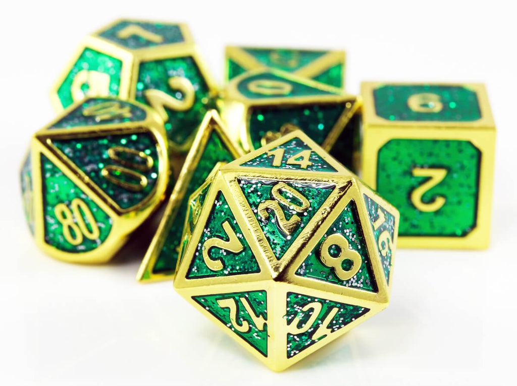 RPG Dice Green and Gold
