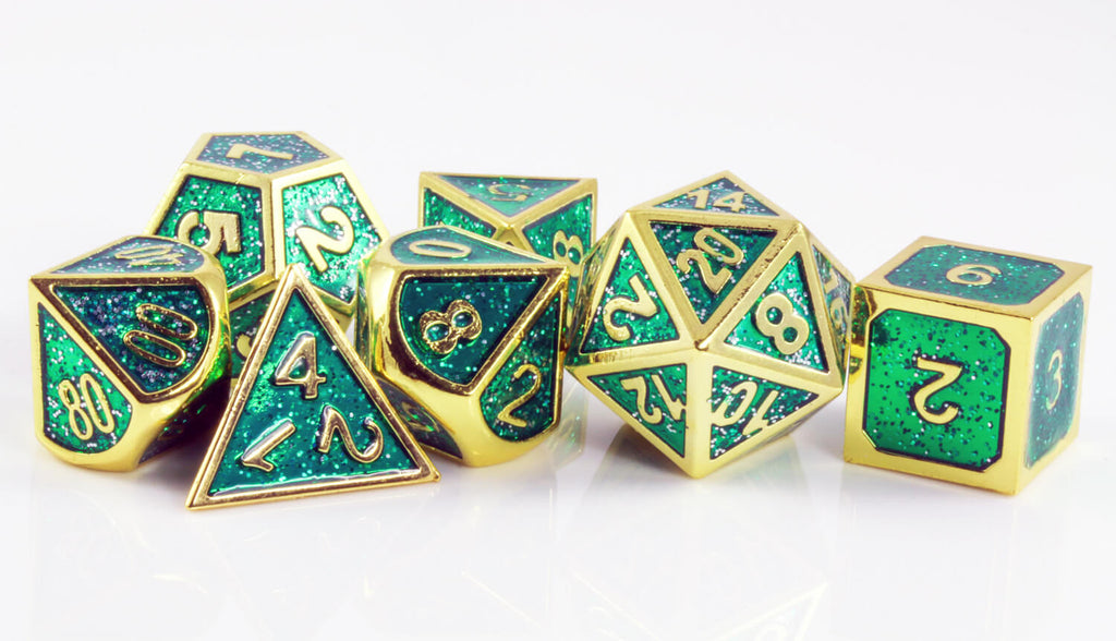 D&D green and gold dice