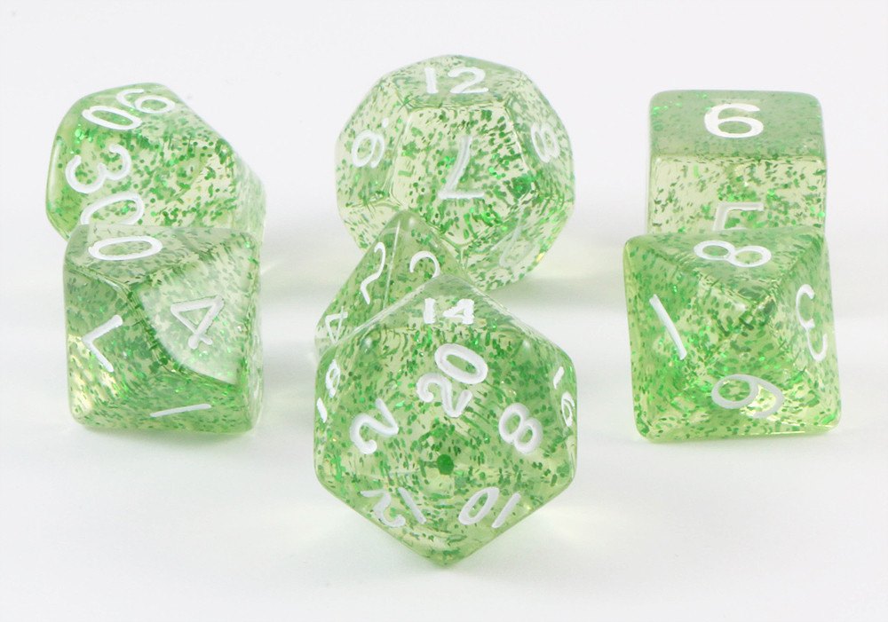 glitter ethereal dice green