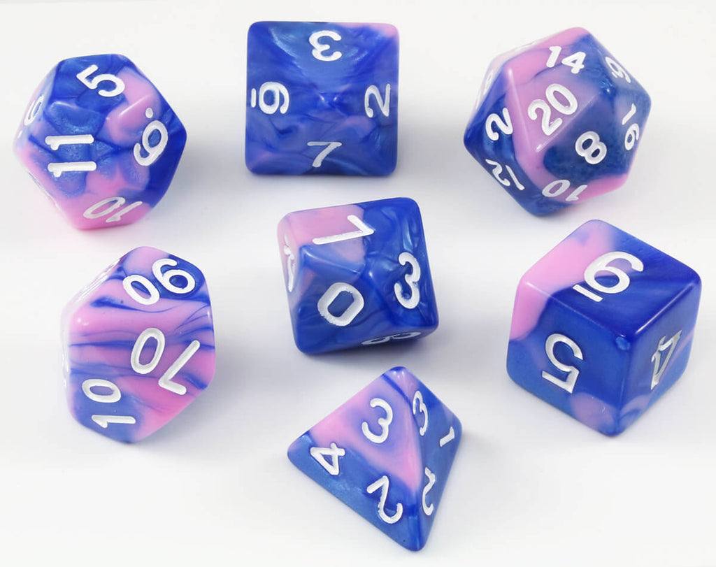 Pink and Blue DnD dice