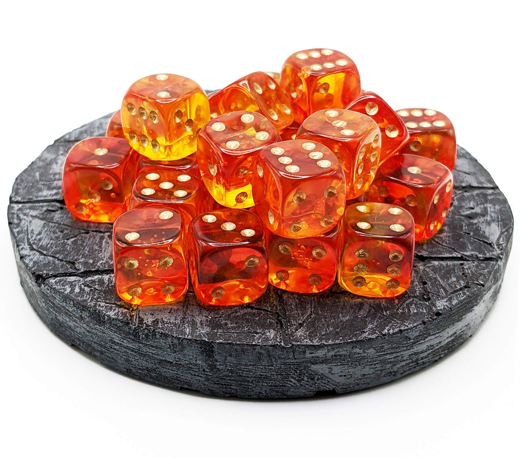 Firefly d6 dice  orange and red displayed