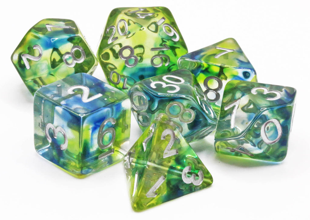 Blue and Green DnD Dice