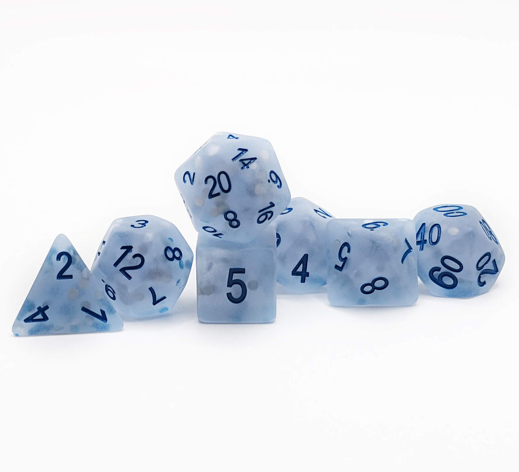 Frosted blue laser dice set