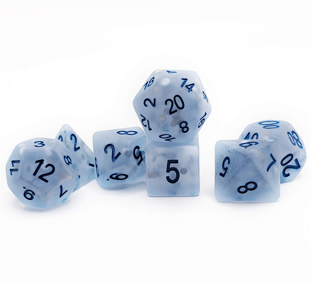 Frosted blue dice for dnd games