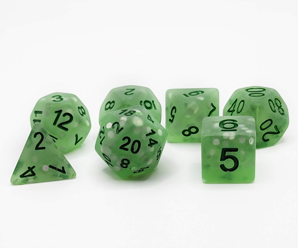 frosted green dice set for ttrpg games