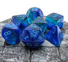 Gemini Blue-Blue dice with light blue numbers and glow in the dark luminary effect