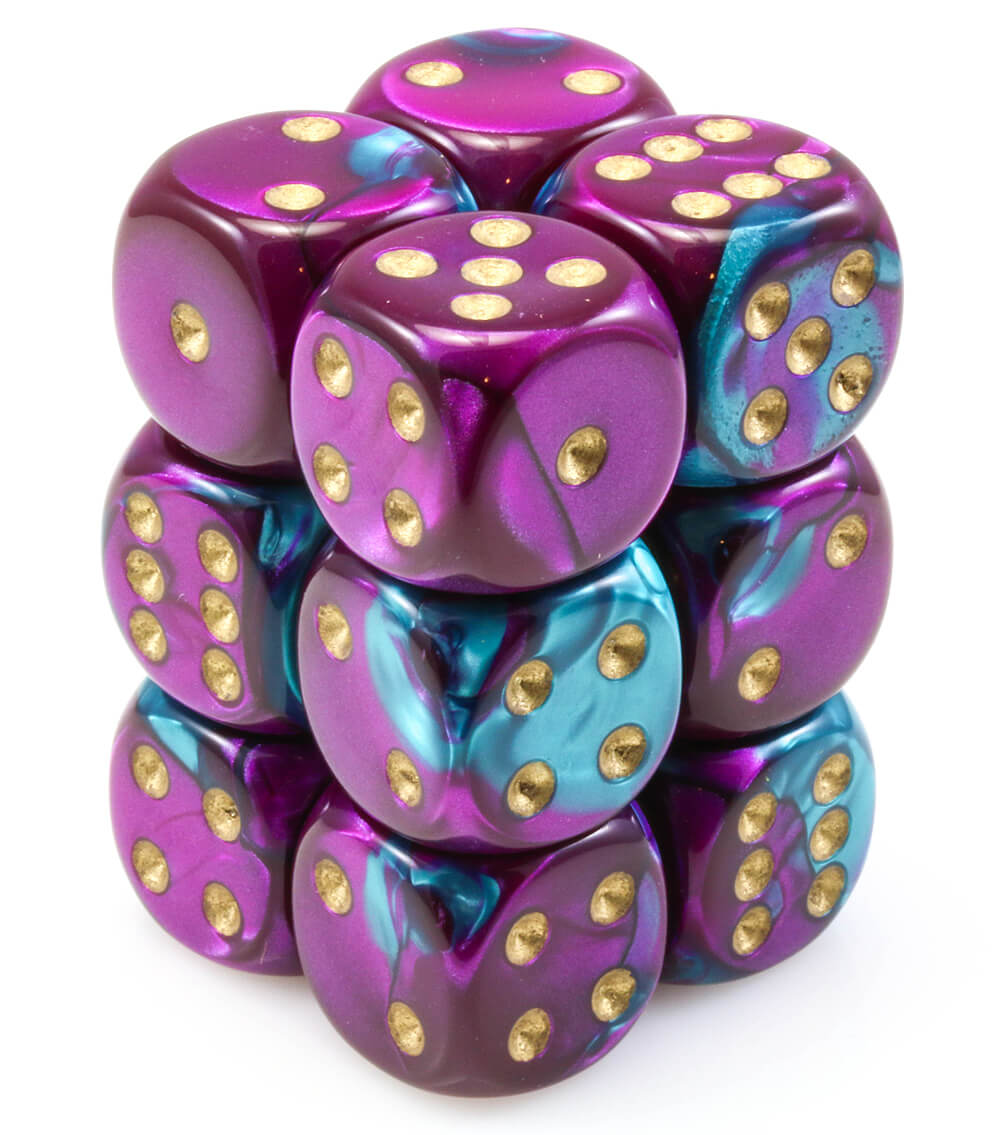 Gemini dice purple teal